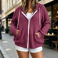 thumbnail image 7 of cocolona Womens Plus Size Knit Cardigan Oversized Long Sleeve Hooded Drawstring Jacket Solid Color Casual Zipper Fall Tops, 7 of 7