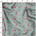 thumbnail image 4 of Soimoi Tissu en Voile de Coton Vert Imprimé Baies Rouges & Rayures Florales Tissu au Mètre 42 Pouces de Large, 4 of 5