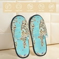 thumbnail image 2 of Fotbe World Travel Line Icons Map Pantuflas Peludas para Mujer con Estampado, Zapatillas de Peluche, Zapatos de Invierno para Casa, Uso Interior y Exterior-Large, 2 of 8