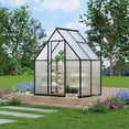 thumbnail image 1 of Bingirl 6x4 ft Polycarbonate Walk-In Greenhouse with Aluminum Frame, Clear Pop-Up Design, Green Color, Black Accents, 1 of 9