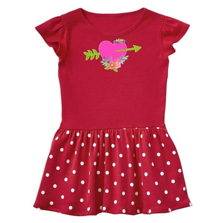 

Inktastic Valentine s Day Pink Heart with Flowers and Arrow Gift Toddler Girl Dress