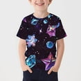 thumbnail image 1 of Blusas y camisas de manga corta con cuello redondo Camiseta estampada de manga corta con estampado de estrellas para niños Cuello redondo Manga corta Casual Versátil Para niñas Top de poliéster, 1 of 5