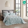 thumbnail image 4 of HZ & HY Oversized King Bedspread, Jacquard Matelasse Damask Pattern Design, Lightweight, Reversible, 5 Piece, 100% Microfiber, Green, 4 of 8