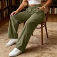 thumbnail image 3 of Posijego Women's Corduroy Pants High Waisted Wide Leg Pants Ladies Business Casual Dress Vintage Pants with Pockets, 3 of 7