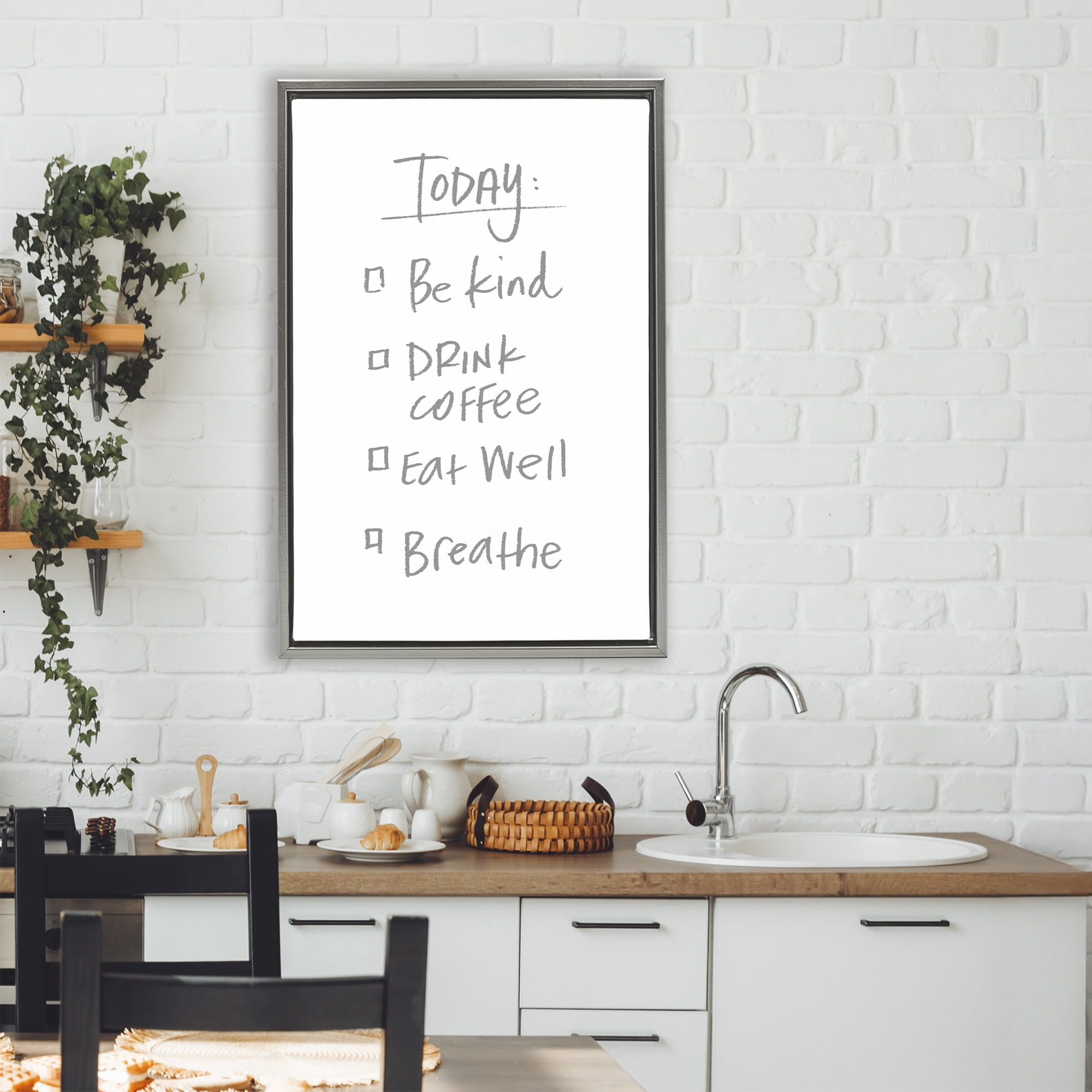 Stupell Industries Simple Today's Checklist Gray Framed Floater Canvas Wall Art, design by SD Graphics Studio