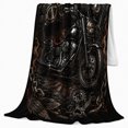thumbnail image 2 of Biker Eagle Motorcycle Art Black Bold Mechanical, Festive Holiday Scene, Warm Flannel Blanket for Living Room and Reading Nook, Art Lovers person's Day Gift, Artistic Home Decor, 2 of 9