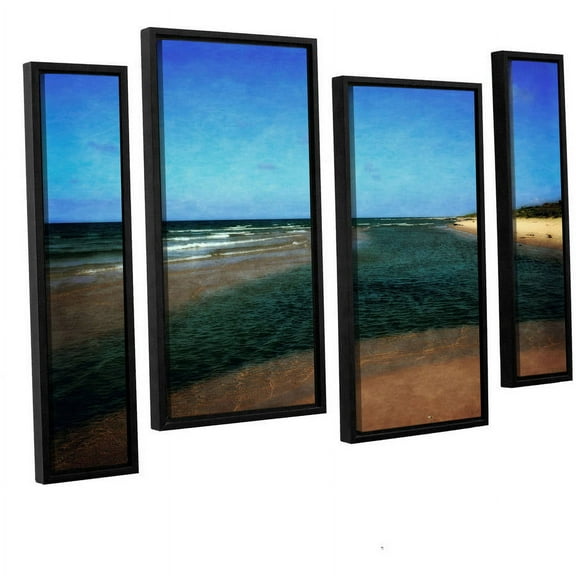 ArtWall Kevin Calkins "Sandbar with Blue Sky" 4-Piece Floater Framed Canvas Staggered Set