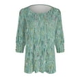 thumbnail image 5 of 3/4 Length Sleeve Womens Tops Casual Crew Neck Shirts Soft Basic Tees Business Work Blouses, 5 of 5