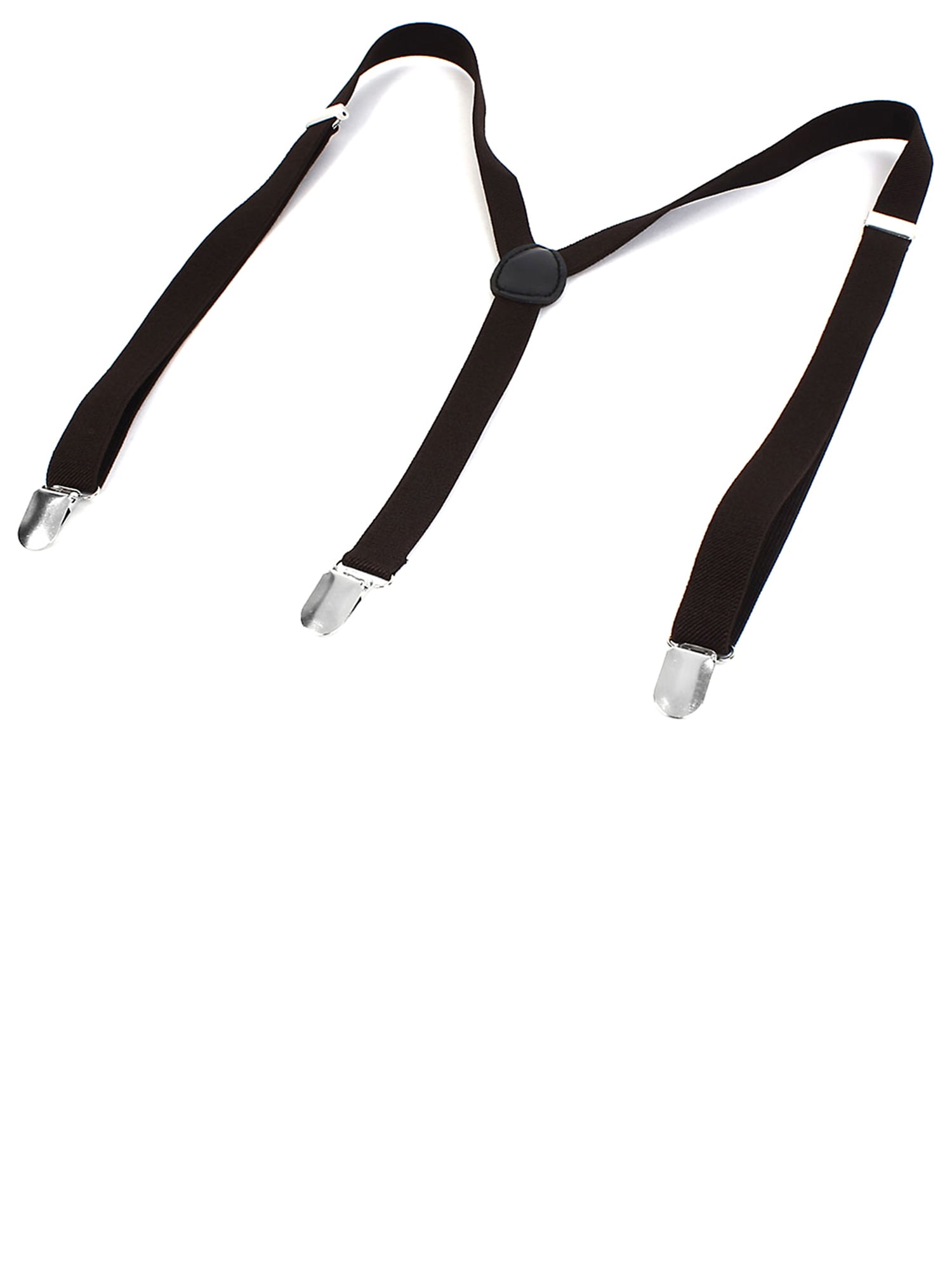 Men's 1.8cm Wide Clip-on Adjustable Elastic Y-Shape Stretchy Suspenders Braces Brown