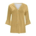 thumbnail image 5 of Quinlirra Womens Tops Dressy Fashion Women Summer 3/4 Sleeve Cardigan Solid Color Casual Blouse Tops, 5 of 5