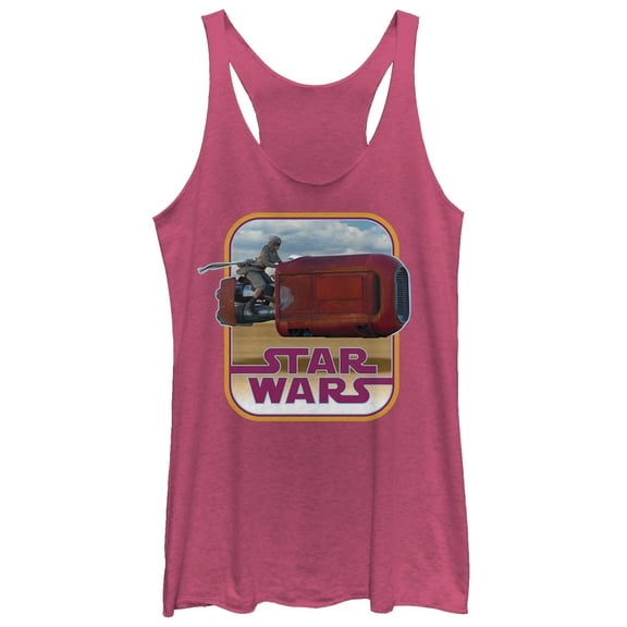 Women's Star Wars The Force Awakens Retro Rey Speeder Racerback Tank Top Pink Heather Small