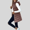 thumbnail image 2 of larppty Women Long Vest Solid Color Sleeveless Hood Winter Warm Puffer Vest Outwear (Wine, M), 2 of 8