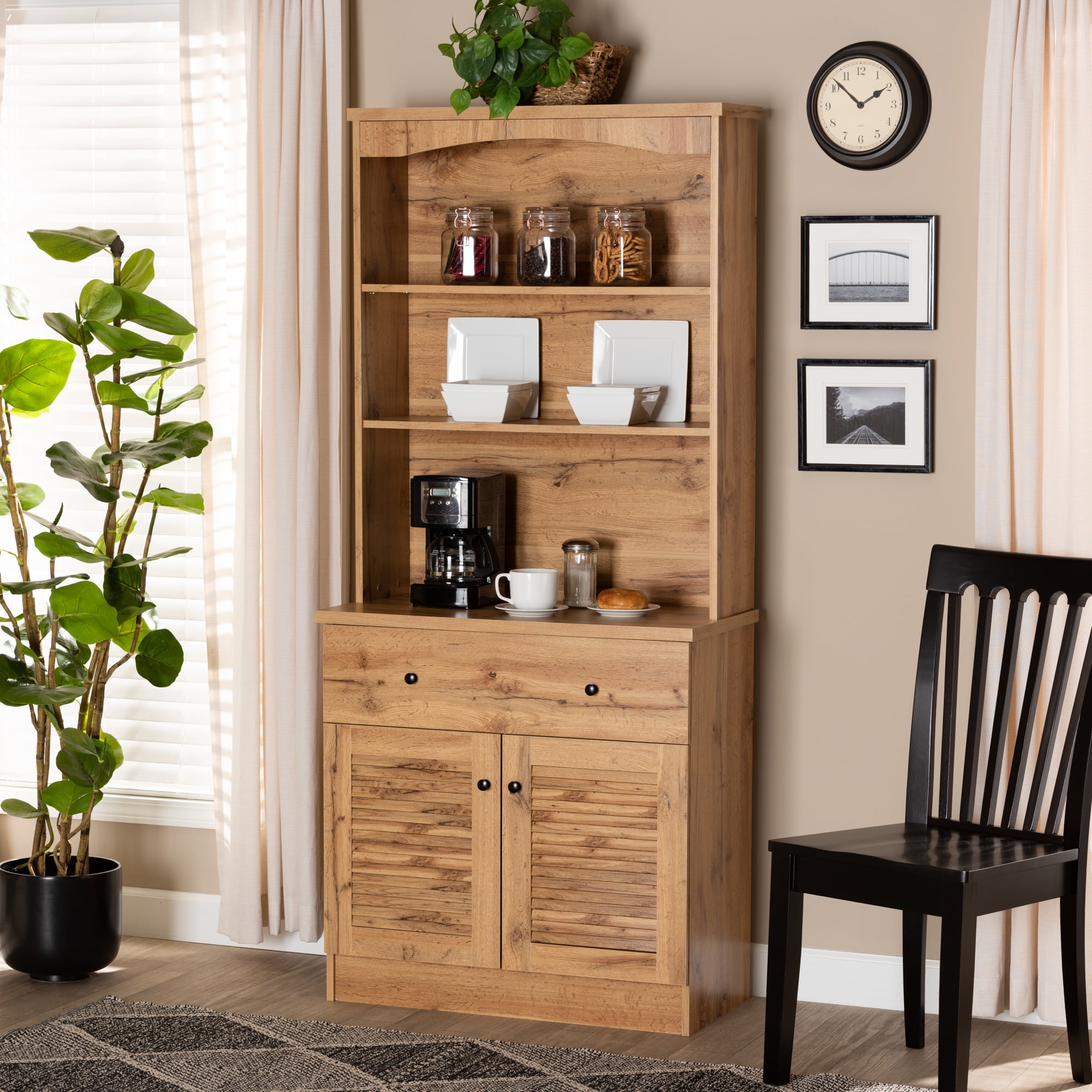 Baxton studio laurana and finished kitchen cabinet and hutch discount