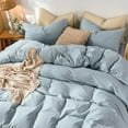 MooMee Duvet Cover Set 100 Washed Cotton Linen Like Textured