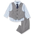 thumbnail image 1 of Nautica - Conjunto de Traje de 4 Piezas para bebé con Camisa de Vestir, Chaleco, Pantalones y Corbata, Gris Claro, Azul, Cuadros (Light Grey/Blue Check), 6-9 Meses, 1 of 3