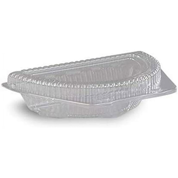 DFI LBN-9000 9" Clear Plastic, Half Pie Container with Shallow Locking Hinged Lid | 250 Count