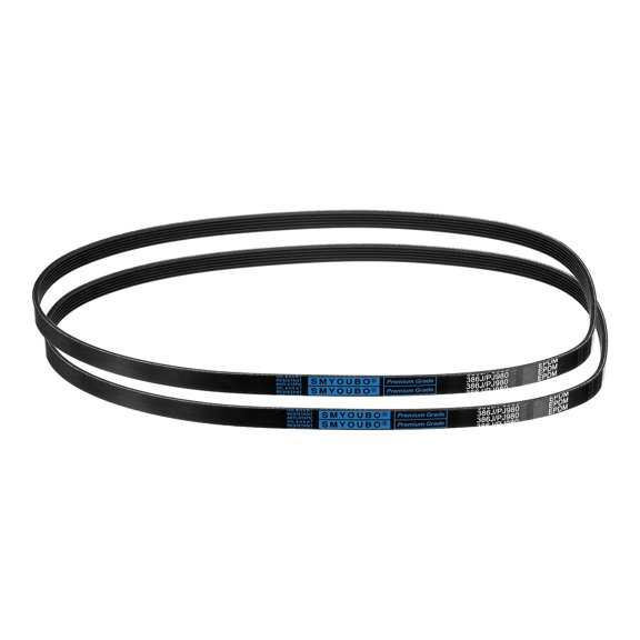2 Pack 386J6 PJ V-Ribbed Belt 6 Ribs 38.6" Length x 0.55" Width x 0.14" Height, EPDM Rubber Micro V Belt