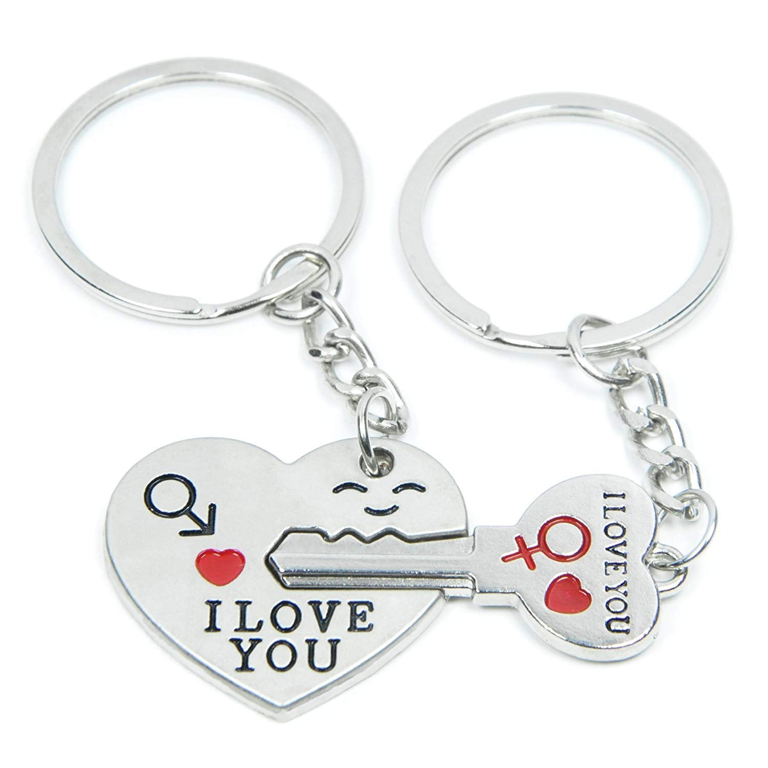 Love Heart Key Couple Key Chain Ring Keyring Keyfob Lover Gift Valentine's Day 