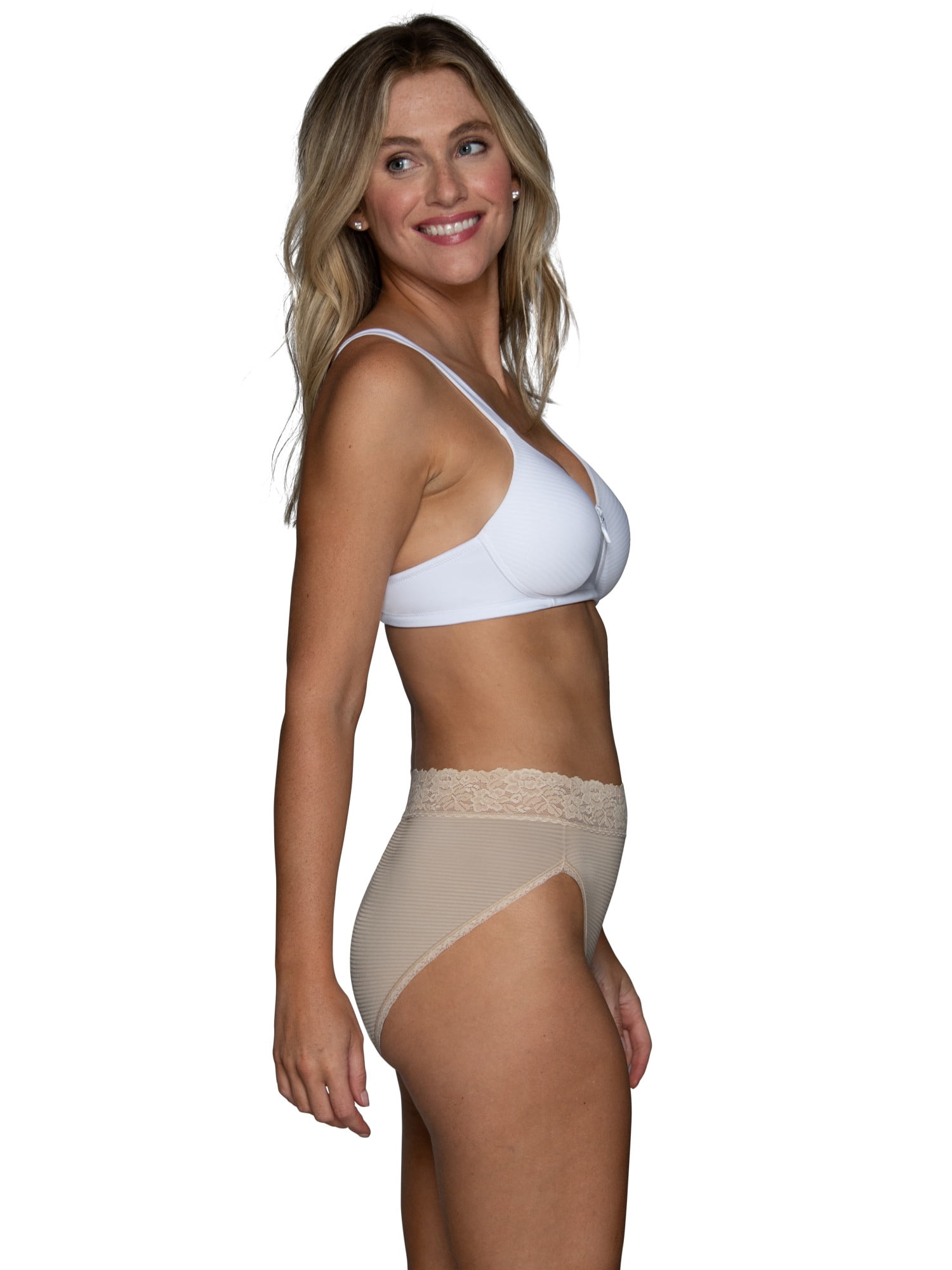 Vanity Fair Radiant Women's Light and Luxe Hi-Cut Brief Underwear - Stretch Lace Waistband, 3-Pack, Sizes S-5XL