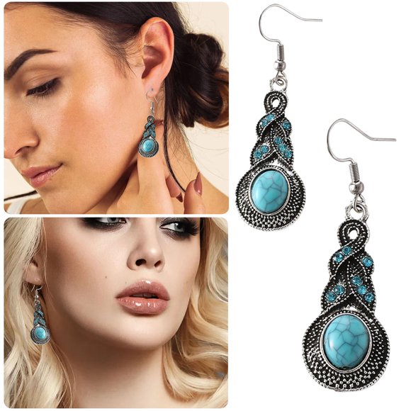 Bohemian Turquoise Dotted Earrings Handmade Jewelry for Women and Girls Unique Design