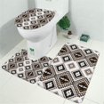 thumbnail image 2 of Brown Geometric Triangle Diamond Pattern Bathroom Rugs Sets 3 Piece,Toilet Cover Set,Absorbent Non Slip Bathroom Mats Sets with U-Shaped Contour Rug Toilet Rug Set, 2 of 5