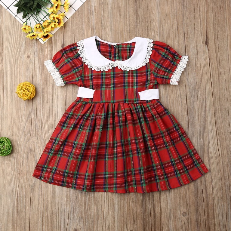 Xmas Matching Clothes Kids Baby Girl Big/Little Sister Red Plaid Romper  Princess Dress Christmas Outfits - Walmart.com