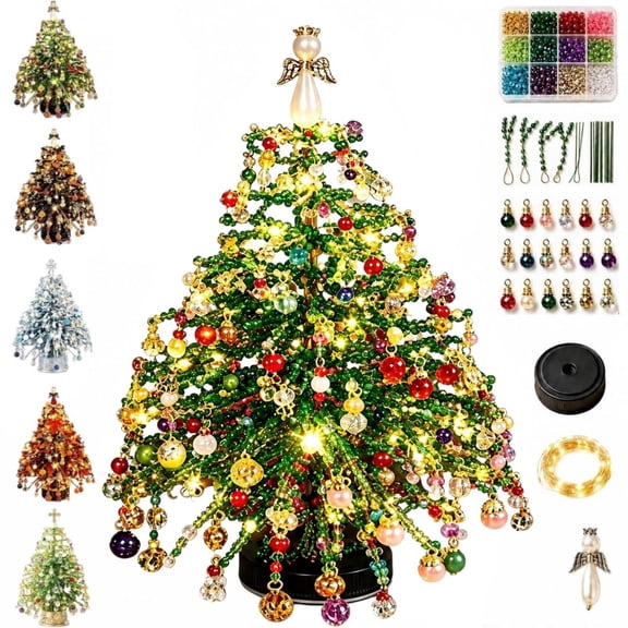 DIY Beaded Christmas Tree Kit, DIY Christmas Tree Kit, Holiday Craft Decor