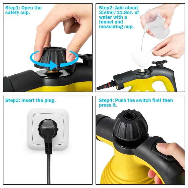 Costway Multifunction Portable Steamer Household Steam Cleaner 1050W W/Attachments, Yellow