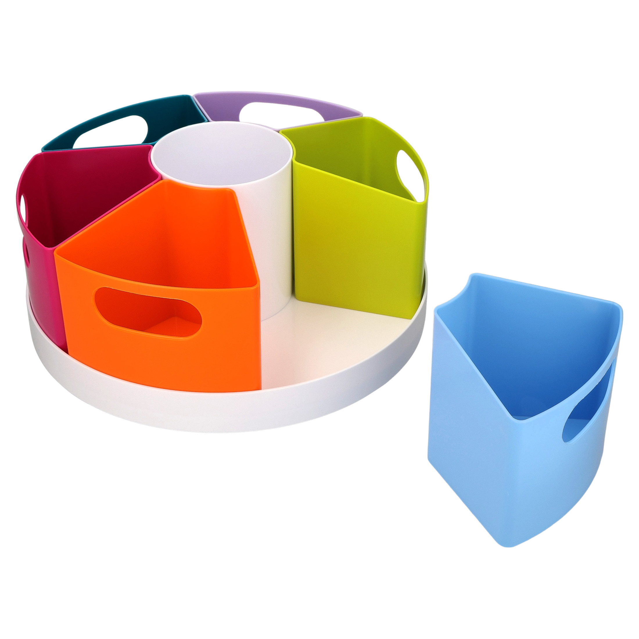 Organizador giratorio de 5 compartimentos Pen+Gear para maestro, multicolor con compartimentos removibles 3