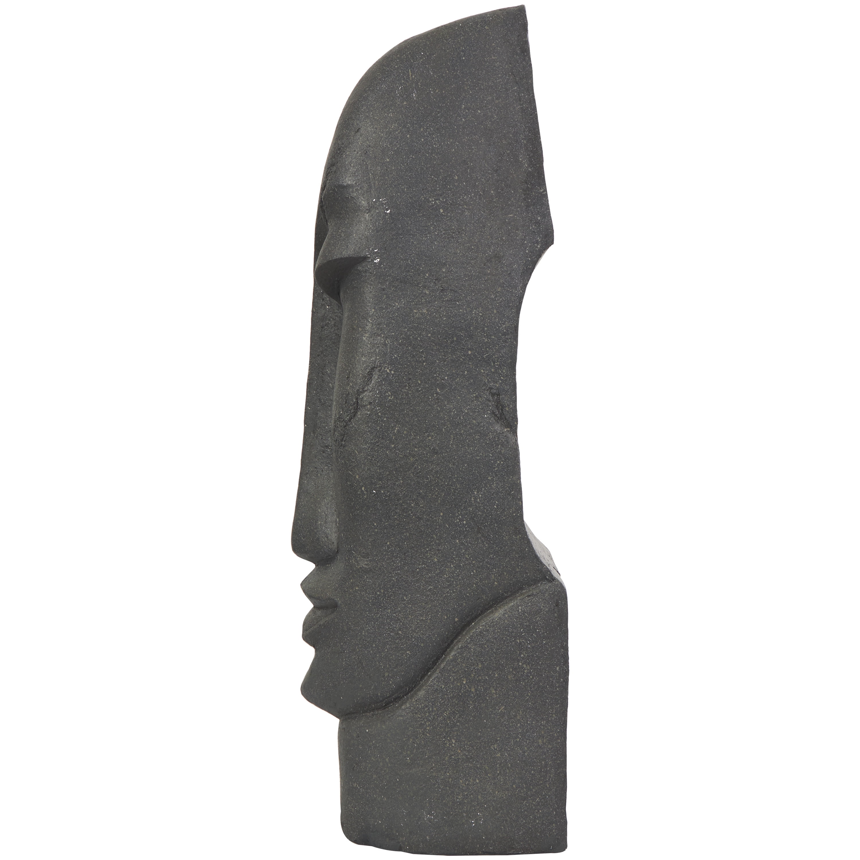8" x 31" Black Resin Tall Distressed Totem Face Sculpture, by DecMode