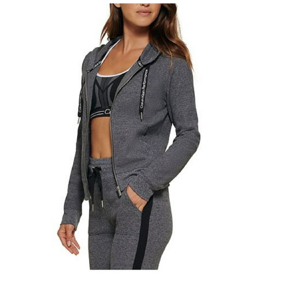Calvin Klein Performance Women's Zip-Up Thermal Hoodie, Charcoal Grey, S - Calvin Klein Performance Women's Zip-Up Thermal Hoodie, Charcoal Grey, S -