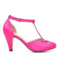 thumbnail image 2 of Chase & Chloe Kimmy-36 Women's Teardrop T-Strap Mid Heel Pumps, Fuchsia Pu (Fuchsia Pu, 7.5), 2 of 4