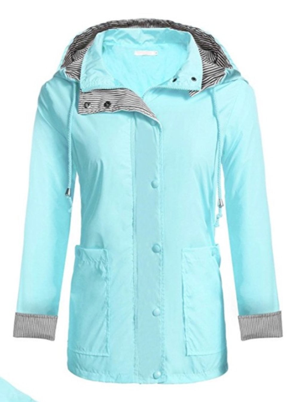 Lightweight Women Hooded Raincoat with Pockets Long Sleeve Outdoor
