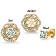 thumbnail image 5 of Gem Stone King 18K Yellow Gold Plated Silver Stud Earrings with Jackets Prasiolite and Moissanite (2.32 Cttw), 5 of 6
