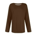thumbnail image 4 of Long Sleeve Tops for Women T-Shirt Casual Solid Colour Tops T Shirt Round Neck Pullover Blouse, 4 of 5