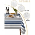 thumbnail image 2 of Navy Blue Grey Striped Table Cloth, Horizontal Lines Simple Minimalist Waterproof Tablecloth for Rectangle Tables, Reusable Washable Fabric Table Cover for Restaurant Kitchen Dining Tables 60"x102", 2 of 6