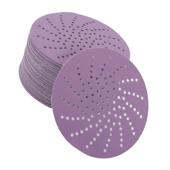 Unique Bargains 50 Pcs 5" 1500 Grit Universal Sanding Discs - Round Hook and Loop Sandpaper - Paper Base Purple