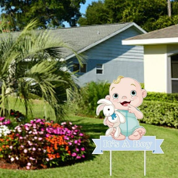 Plastic Yard Signs Display Decorations for Outdoor Garden Decoration Baby with Word It's A Boy Colorful 360x330x4mm