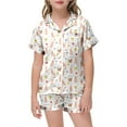 thumbnail image 5 of Girls Children Easter Pajama Size 8 Short Sleeved Sleepwear Set Fashion Easter Paint Button Down Two-Piece Pj Sleepwear Sets Pink,8-9Y, 5 of 5