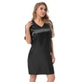 thumbnail image 5 of inhzoy Women's Satin Nightgowns V Neck Side Split Sleepshirt Short Sleeves Sleepwear Nightshirt, 5 of 7