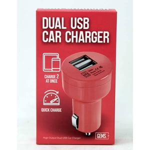 Gems Double USB Chargeur de voiture rose 1 Nombre