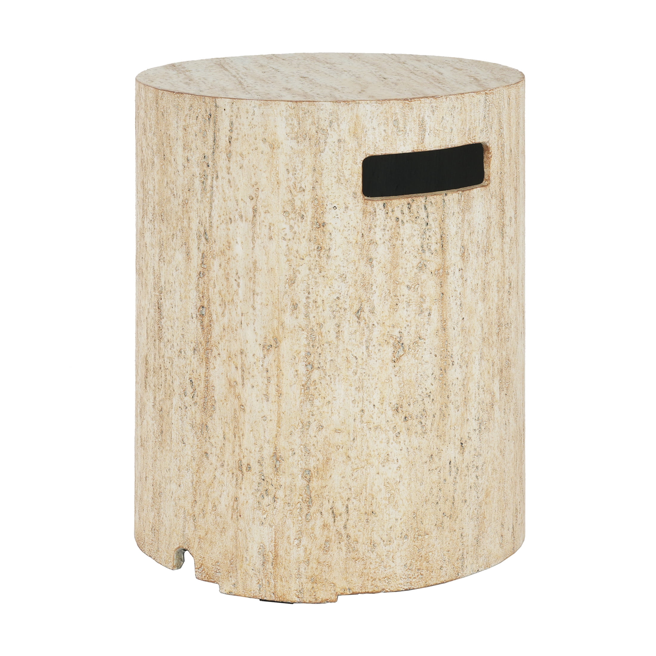 Christopher Knight Home Outdoor Round Propane Tank Cover, Lightweight Concrete Side Table, Travertine Beige