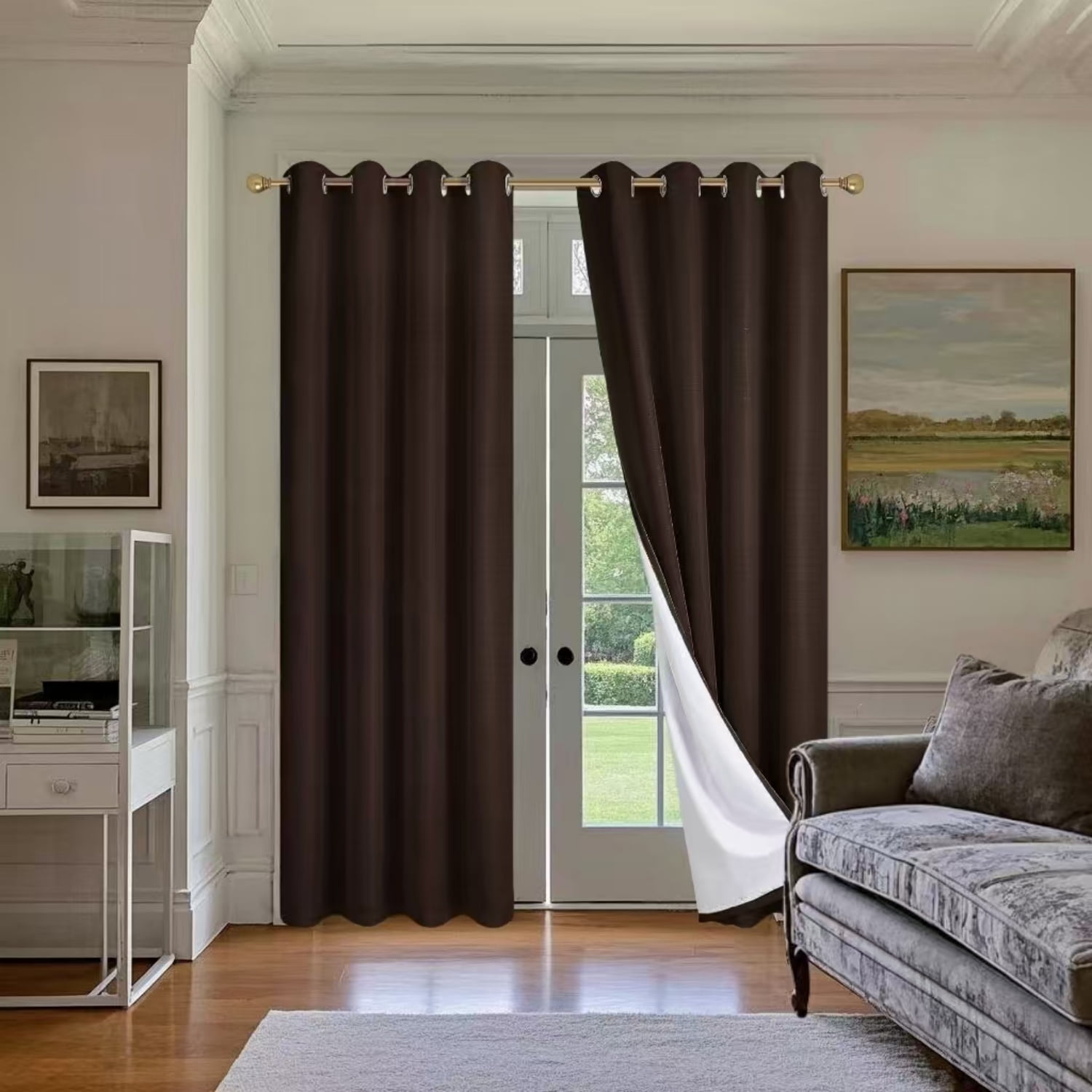 100% Blackout Velvet Curtains with Grommet, Thermal Insulated Super Soft Privacy Noise Reducing Velvet Curtains for Bedroom, 2 Panels