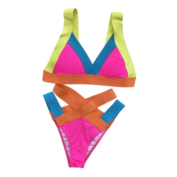 LYXSSBYX Bikinis for Women Plus Size Women's Bikini Patchwork Set LYXSSBYX Bikinis for Women Plus Size Women's Bikini Patchwork Set