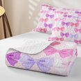 thumbnail image 4 of Erosebridal Pink Purple Multicolor Bow Twin Quilt Set for Girls, Colorful Ribbon Twin Coverlet Set, 2 Pieces, 4 of 7