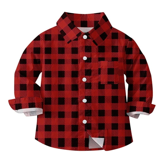 Lenpel Baby Boys Girls' Button down Shirts Unisex Newborn Infants Long Sleeve Plaid Shirts Spring Fall Clothes