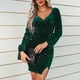 thumbnail image 1 of Vestido de terciopelo con escote en V cruzado, vestido de fiesta fruncido de terciopelo con escote en V cruzado para mujer, vestido de cóctel fruncido de terciopelo, funcionalidad de alta precisión, 1 of 5