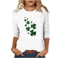 thumbnail image 2 of St. Patrick's Day Shirt for Women Flying Glitter Clovers Graphic T-Shirt 3/4 Sleeve Crewneck Soft Comfy Festival Apparel Greenery Gift, 2 of 4
