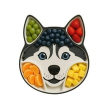 11.02inx11.02 Inch Cute Dog Face Charcuterie Boards, Dog Themed Charcuterie Platter, Wood Serving Tray Board for Cheese, Meats, Fruit, Decorative Cutting Board Gift for Dog Lovers, Dog Party Plates