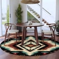 thumbnail image 3 of Round Rugs 5Ft, Boho Brown Teal Red Round Area Rug Washable Indoor Throw Carpet, Southwestern Geometric Abstract Vintage Soft Non Slip Circle Rug for Cabinet Bathroom Home Decor Aesthetic, 3 of 8